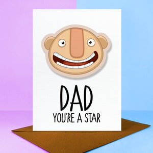 DAD you're a star - 3D Glückwunschkarte - Geburtstags Vatertagskarte - Heller Teint Erhöhter Kopfentwurf.