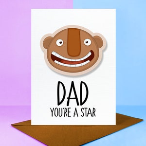 DAD you're a star - 3D Glückwunschkarte - Geburtstags Vatertagskarte - Heller Teint Erhöhter Kopfentwurf.