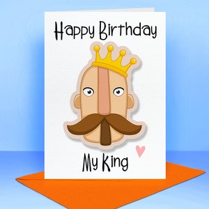 Feliz cumpleaños mi rey - Mensaje en blanco o personalizado - Hecho a mano - Para papá hermano novio hijo amigo hombre niño tarjeta de cumpleaños