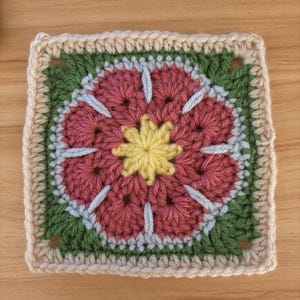 Haakpatroon Afrikaanse bloemen oma vierkant: pdf voor beginners
