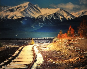 Luz nocturna con huellas de nieve: Fotografía de Leadville, Colorado (vidrio 4x4)