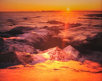 Luz nocturna al amanecer en el Monte Rainier: Steele Photography (vidrio 4x4)