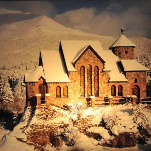 Saint Malo Church Night Light from the signature photography line of Steele Photography. Colorado