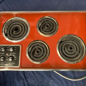 Vintage 1970s Frigidaire RARE Red Poppy GM Electric Stovetop Cooktop Stove