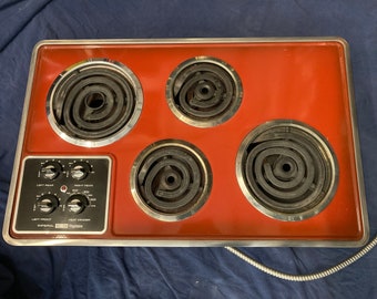 Vintage 1970s Frigidaire RARE Red Poppy GM Electric Stovetop Cooktop Stove