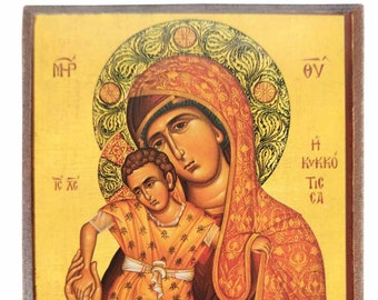 Virgin and Child, Kykkou of Cyprus, Byzantine icon, orthodox icon, handmade icon