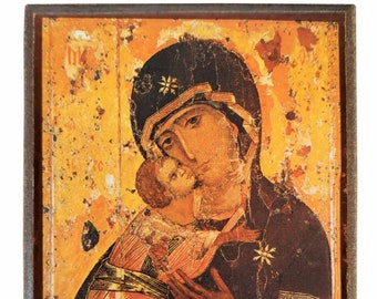 Virgin and Child, Sweet Kissing, Vladimir, Byzantine icon, orthodox icon, handmade icon