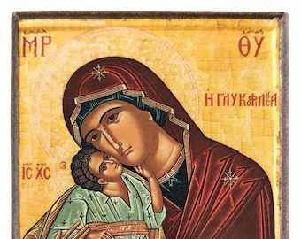 Virgin and Child Byzantine Icon, Sweet Kissing Cornice