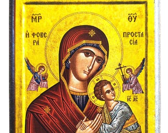 Virgin and Child, Formidable Protection, Byzantine icon, orthodox icon, handmade icon