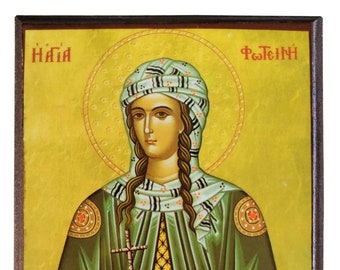 Heilige Photina Der Samariter, Der große Märtyrer, byzantinische Ikone, kyrillische Ikone, handgemachte Ikone