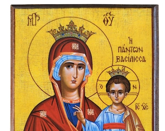 Virgin and Child, Hodegetria, Queen Of All, Byzantine icon, orthodox icon, handmade icon