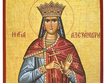 Saint Alexandra, Martyr, The Empress, wife of Diocletian, Byzantine icon, orthodox icon, handmade icon