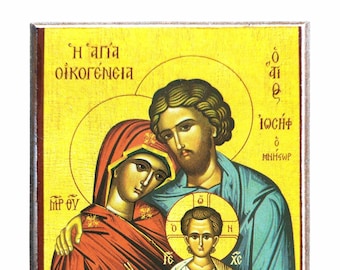 Holy Family, Byzantine icon, orthodox icon, handmade icon