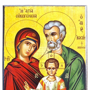 Holy Family, Byzantine icon, orthodox icon, handmade icon