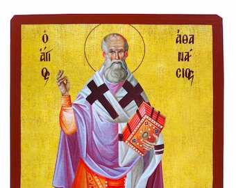 Saint Athanasius the Great, Patriarch of Alexandria, full body, Byzantine icon, orthodox icon, handmade icon