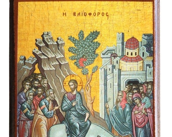 Entry Into Jerusalem, Byzantine Palm Sunday Handmade Icon