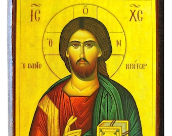 Christ Blessing, Pantocrator, Byzantine icon, orthodox icon, handmade icon