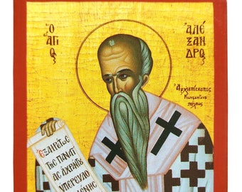 Saint Alexander, Patriarch of Constantinople, Byzantine icon, orthodox icon, handmade icon