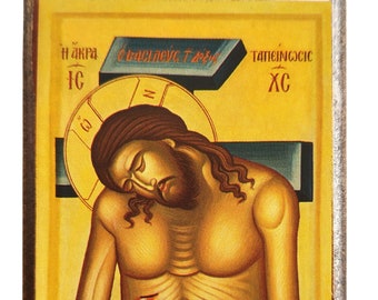 Extreme Humility: Christ, Man of Sorrows, Byzantine icon, orthodox icon, handmade icon