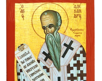 Saint Alexander, Patriarch of Constantinople, Byzantine icon, orthodox icon, handmade icon