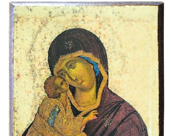 Virgin and Child, Sweet Kissing, Of The Don (Heirloom), Byzantine icon, orthodox icon, handmade icon