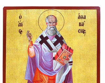 Saint Athanasius the Great, Patriarch of Alexandria, full body, Byzantine icon, orthodox icon, handmade icon