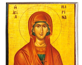 Saint Marina, The Great Martyr, of Antioch, Byzantine icon, orthodox icon, handmade icon