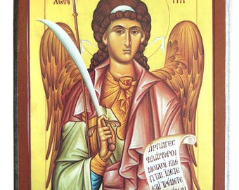 Archangel Michael, Byzantine icon, orthodox icon, handmade icon