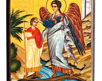 Guardian Angel, Byzantine icon, orthodox icon, handmade icon