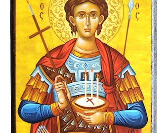 Saint Phanurius, The Great Martyr, Byzantine icon, orthodox icon, handmade icon