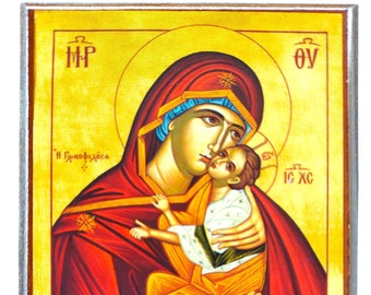 Virgin and Child, Sweet Kissing, Byzantine icon, orthodox icon, handmade icon