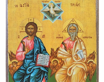 Holy Trinity, Byzantine icon, orthodox icon, handmade icon