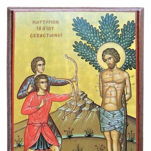 Saint Sebastian: the Martyrdom, Byzantine Icon, Orthodox Icon, Handmade ...