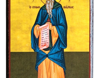 Saint Theodosius, The Cenobiarch, full body, Byzantine icon, orthodox icon, handmade icon