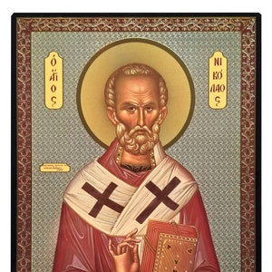 San Nicolás, arzobispo de Myra en Licia, icono bizantino, icono ortodoxo, icono hecho a mano
