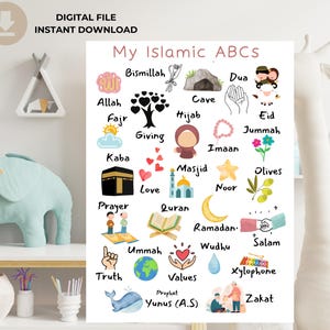 My Islamic ABCs –Fun&Educational Poster for Kids | Digital Download | Islamic Alphabet Wall Art Print | Islamic nursery Print |Muslim poster