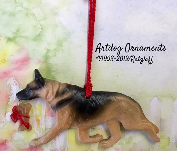 Artdog German Shepherd With Bone Charm Black And Tan Artist Etsy