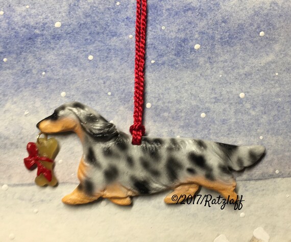 Dauchshund Longhaired Blue Merle Dapple Bone Charm Handcrafted Etsy