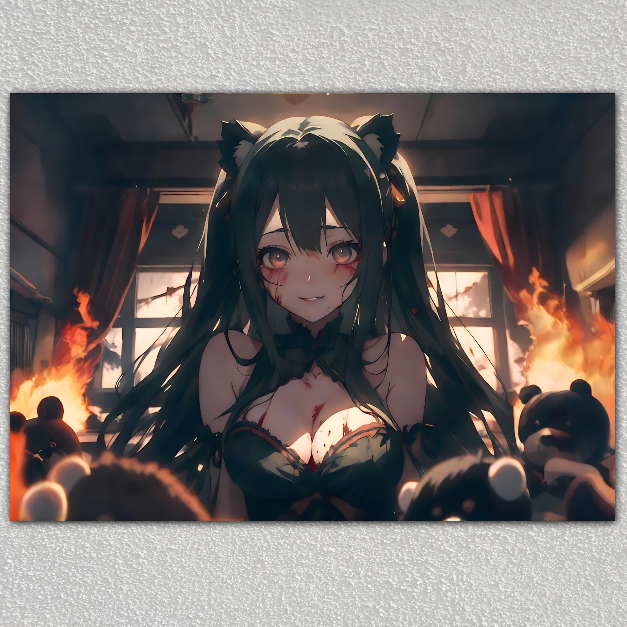 Crazy Yandere Anime Girl Art Print, DIGITAL DOWNLOAD, Crazy Girlfriend, Wall Art, Wall Decor, Horror Manga, Gothic Lolita Anime Girl, Japan