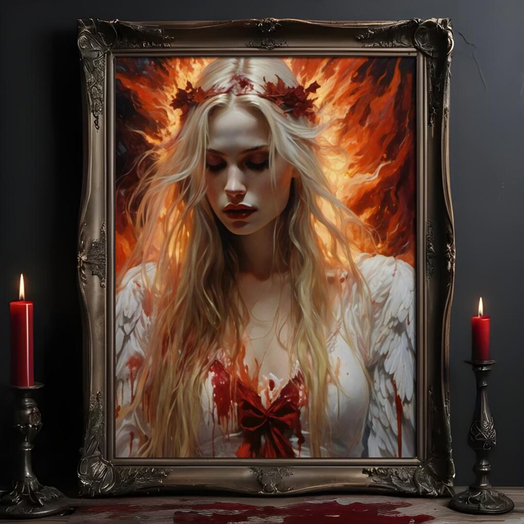 Burning Fallen Angel Occult Art Print, Digital Download, Wall Art ...