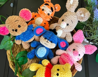 Patrón de crochet de Winnie the Pooh: Amigos amigurumi: Ígor, Tigger y Piglet (patrón PDF)