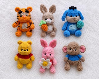 Winnie the Pooh Crochet Pattern: Amigurumi Friends - Eeyore, Tigger, Piglet (PDF Pattern)
