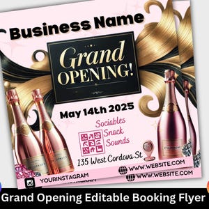 Flyer für kleine Unternehmen, Eröffnungssalon, Instagram-Vorlage, anpassbares Design mit niedlicher rosa Ästhetik, Pop-Up-Party-Buchungsevent