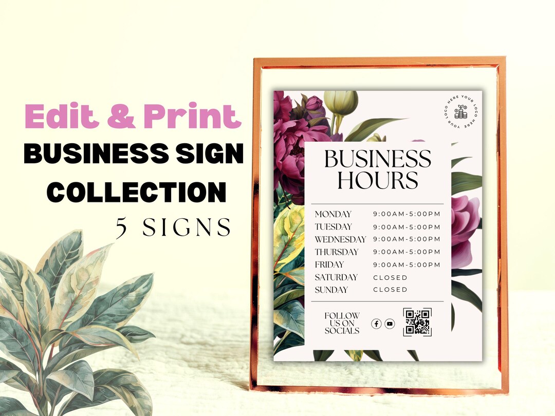 Business Signs Bundle Editable Printable Template | Custom Storefront ...