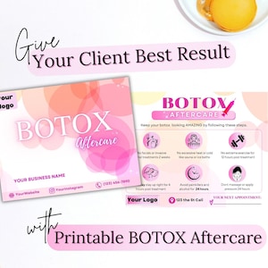 Cartes d'entretien au Botox, modèles de soins de la peau modifiables pour esthéticiennes, instructions Medspa, guide DIY pour infirmières injecteurs, design cosmétique
