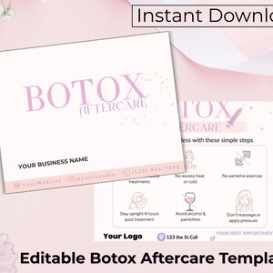 Botox Aftercare Card Template, Editable Nurse Injector Guide, Medspa Filler Aftercare, Client Skincare Card, Canva Spa Template