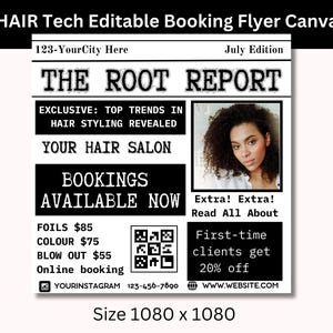 Hair Newspaper Flyer Sales Template, Canva Editable Salon Beauty ...