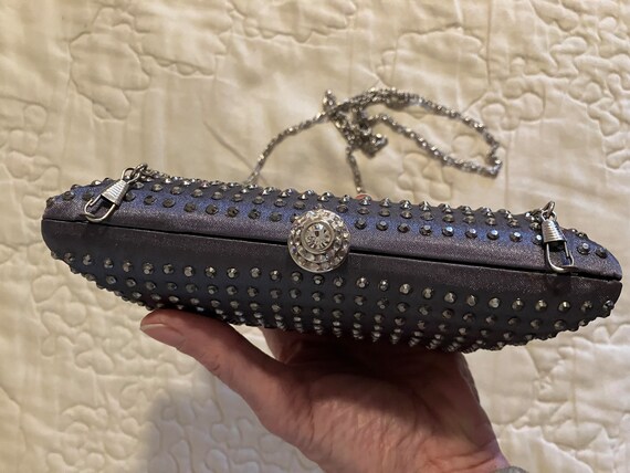 Clutch Purse - Purple Satin & Crystal Rhinestone … - image 5