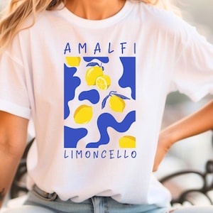 T-shirt limoncello, verfrissend grafisch shirt citroen, Italiaans zomershirt, cadeau voor citroenliefhebbers, vakantie-T-shirt Italië, cocktailshirt