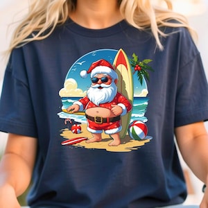Christmas In July Shirt, Tropical Christmas Shirt, Summer Santa Tee, Xmas in July Shirt, Fun Holiday Beach Shirt, Christmas Vacation Gift T